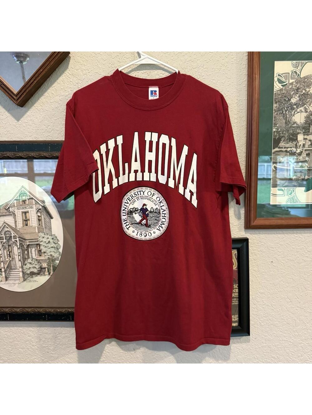 Vintage 90s Russell Athletic USA University Of Oklahoma Shirt Size Large